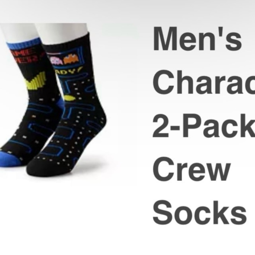 Men's PAC-Man game over Character 2-Pack Crew Socks new